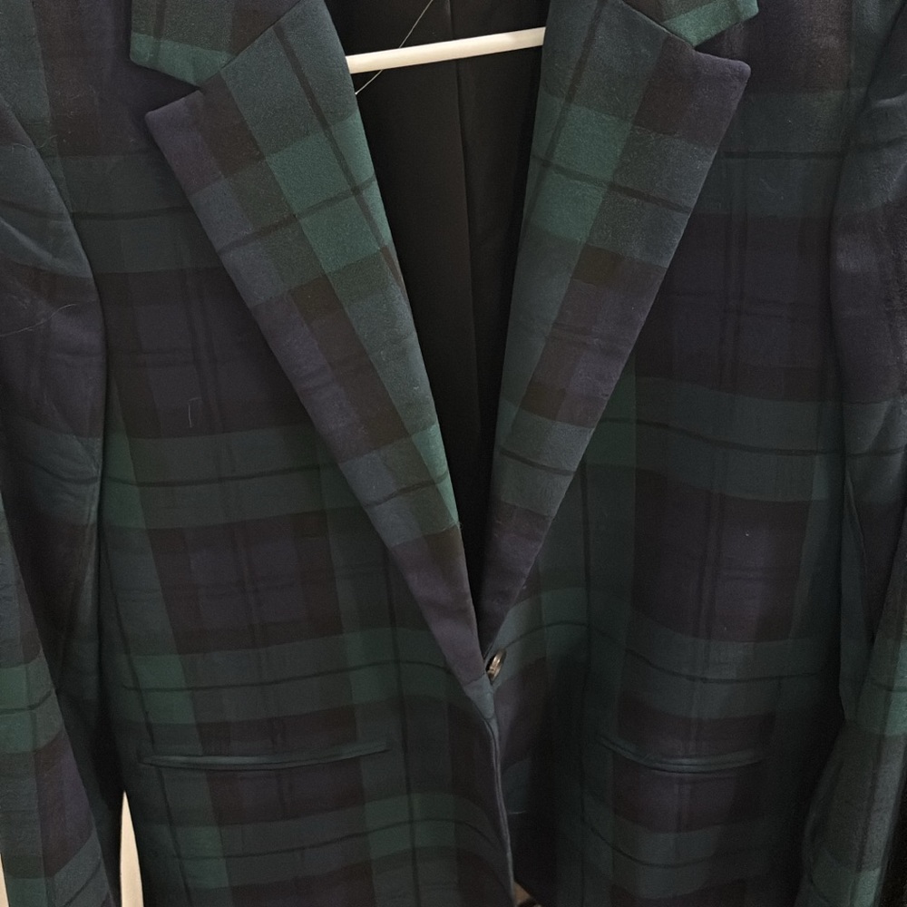 Plaid Blazer in Green and Black